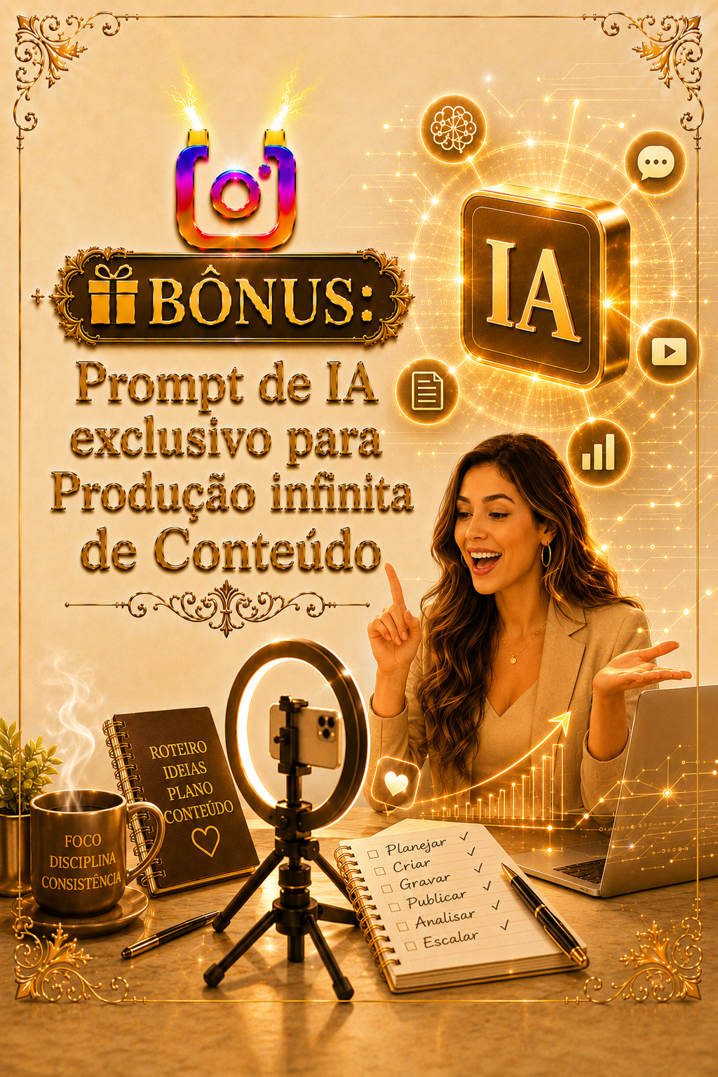 Prévia do bônus prompt de IA para produção de conteúdo